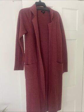Express Long Open-Front Cardigan Sweater - Rose Mauve
